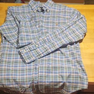 Ralph Lauren Men's Blue Plaid Shirt. Slim Fit. Size L. Worn Once For Pictures